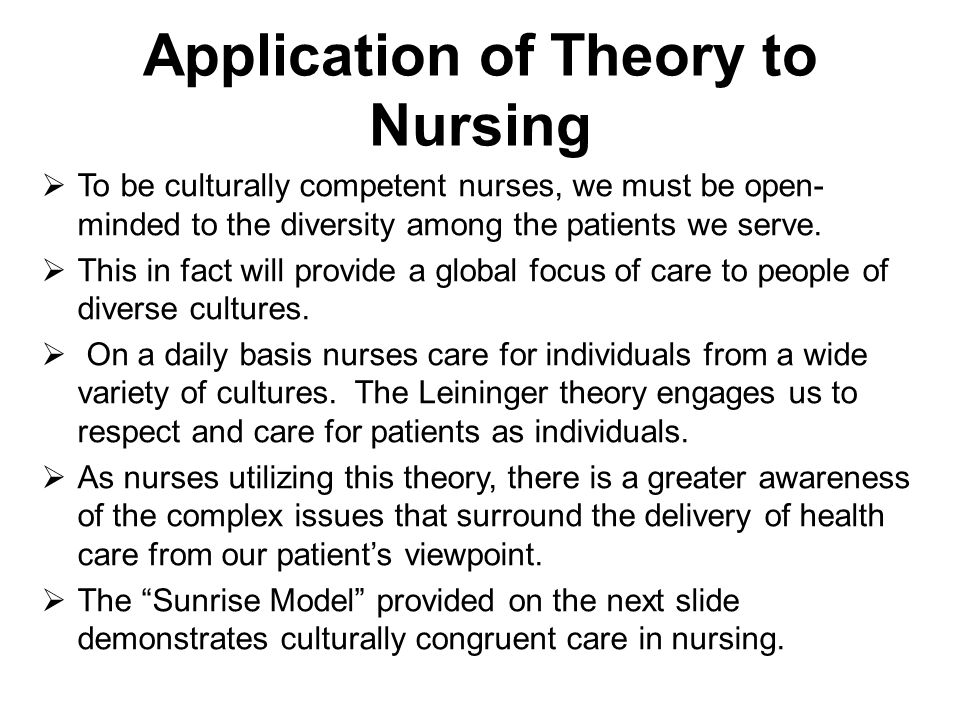 Application of a Nursing Theory